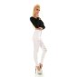 Damen High Waist Skinny Jeans mit Rissen Destroyed-Look Weiß 40 (L)