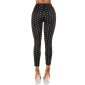 Womens high waist trousers with polka-dot pattern black-white