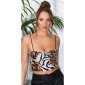 Womens strappy crop top with animal print tiger