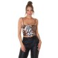 Womens strappy crop top with animal print tiger