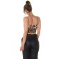 Womens strappy crop top with animal print tiger