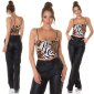 Womens strappy crop top with animal print tiger