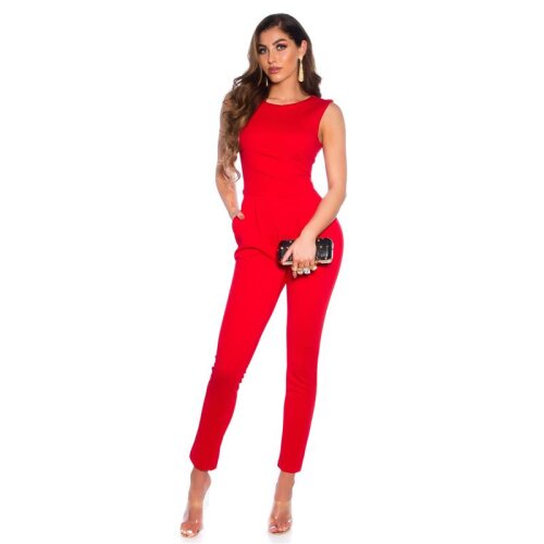 Eleganter ärmelloser Damen Overall Jumpsuit Rot