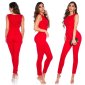 Eleganter ärmelloser Damen Overall Jumpsuit Rot 40 (L)