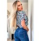 Sommer Damen-Bluse mit Animalprint Leopard Mintgrün
