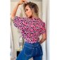 Sommer Damen-Bluse mit Animalprint Leopard Pink