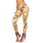 Womens 7/8 skinny cargo jeans in army look camouflage beige