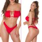Sexy Damen Brazilian-Cut Bandeau-Bikini mit Rüschen Rot