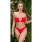 Sexy Damen Brazilian-Cut Bandeau-Bikini mit Rüschen Rot