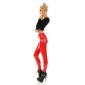 Damen Lack-Leggings Latex-Optik Wetlook Clubwear Rot
