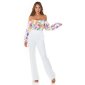 Floral womens long-sleeved off-the-shoulder Latina top white