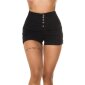Womens high waist jeans shorts with button fly black