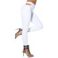 Womens high waist skinny drainpipe jeans with cut-outs white