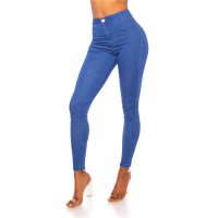 Sexy skinny womens high waist jeggings dark blue