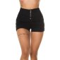 Womens high waist jeans shorts with button fly black UK 14 (L)