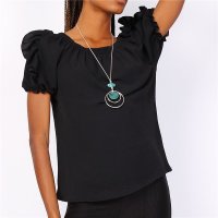 Summerly womens short-sleeved basic shirt with necklace...