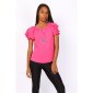 Sommerliches Damen Basic Shirt Kurzarm mit Halskette Pink