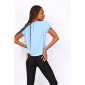 Sommerliches Damen Basic Shirt Kurzarm mit Halskette Hellblau