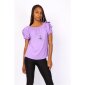 Sommerliches Damen Basic Shirt Kurzarm mit Halskette Flieder