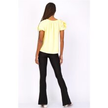 Sommerliches Damen Basic Shirt Kurzarm mit Halskette Gelb