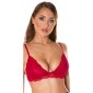 Womens triangle soft bra made of lace without wires wine-red