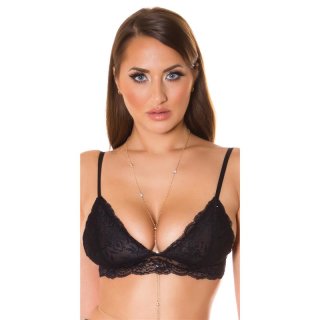 Womens triangle soft bra made of lace without wires black