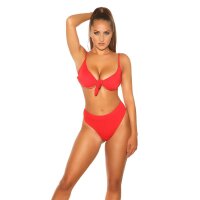 Sexy womens strappy bikini top to tie red