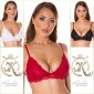 Womens triangle soft bra made of lace without wires wine-red UK 12/14 (M/L)