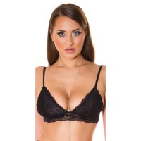 Womens triangle soft bra made of lace without wires black...