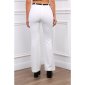 Flared womens pleat-front cloth trousers incl. belt white