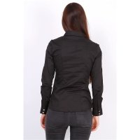 Womens slim-fit long-sleeved business blouse black