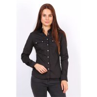 Womens slim-fit long-sleeved business blouse black UK 8 (S)