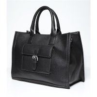 Womens handle bag made of faux leather black