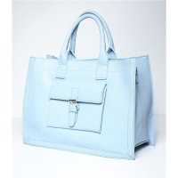 Damen Henkel Handtasche aus Kunstleder Babyblau