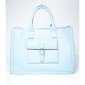 Damen Henkel Handtasche aus Kunstleder Babyblau