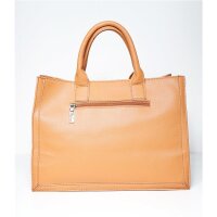 Womens handle bag made of faux leather camel