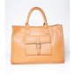 Womens handle bag made of faux leather camel