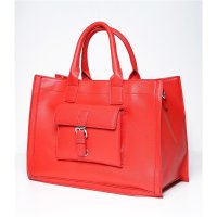 Womens handle bag made of faux leather red