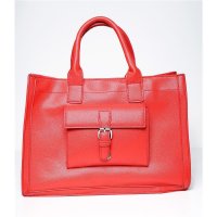 Womens handle bag made of faux leather red