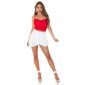 Bauchfreies Damen Satin Träger-Top Wasserfall Rot