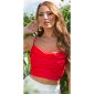 Bauchfreies Damen Satin Träger-Top Wasserfall Rot
