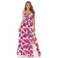 Long womens summer maxi dress with flower design fuchsia