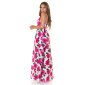 Long womens summer maxi dress with flower design fuchsia