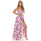 Langes Damen Sommer Maxikleid mit Blumen-Muster Rosa