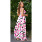 Langes Damen Sommer Maxikleid mit Blumen-Muster Rosa