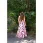 Long womens summer maxi dress with flower design pink