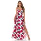 Langes Damen Sommer Maxikleid mit Blumen-Muster Rot