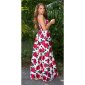 Langes Damen Sommer Maxikleid mit Blumen-Muster Rot