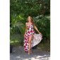 Langes Damen Sommer Maxikleid mit Blumen-Muster Rot