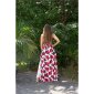 Langes Damen Sommer Maxikleid mit Blumen-Muster Rot